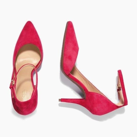 NEW Michael Kors Women Abbi Cranberry Cut Out d'Orsay Buckle Ankle Strap Pump - Picture 3 of 3